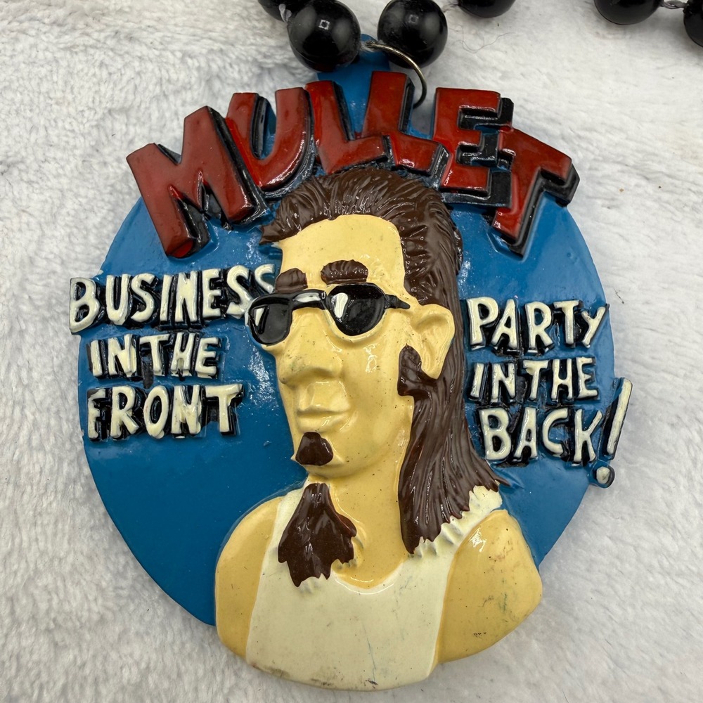 Vintage Mullet Necklace Blue Business In The Front Party In‎ The Back Resin 34"